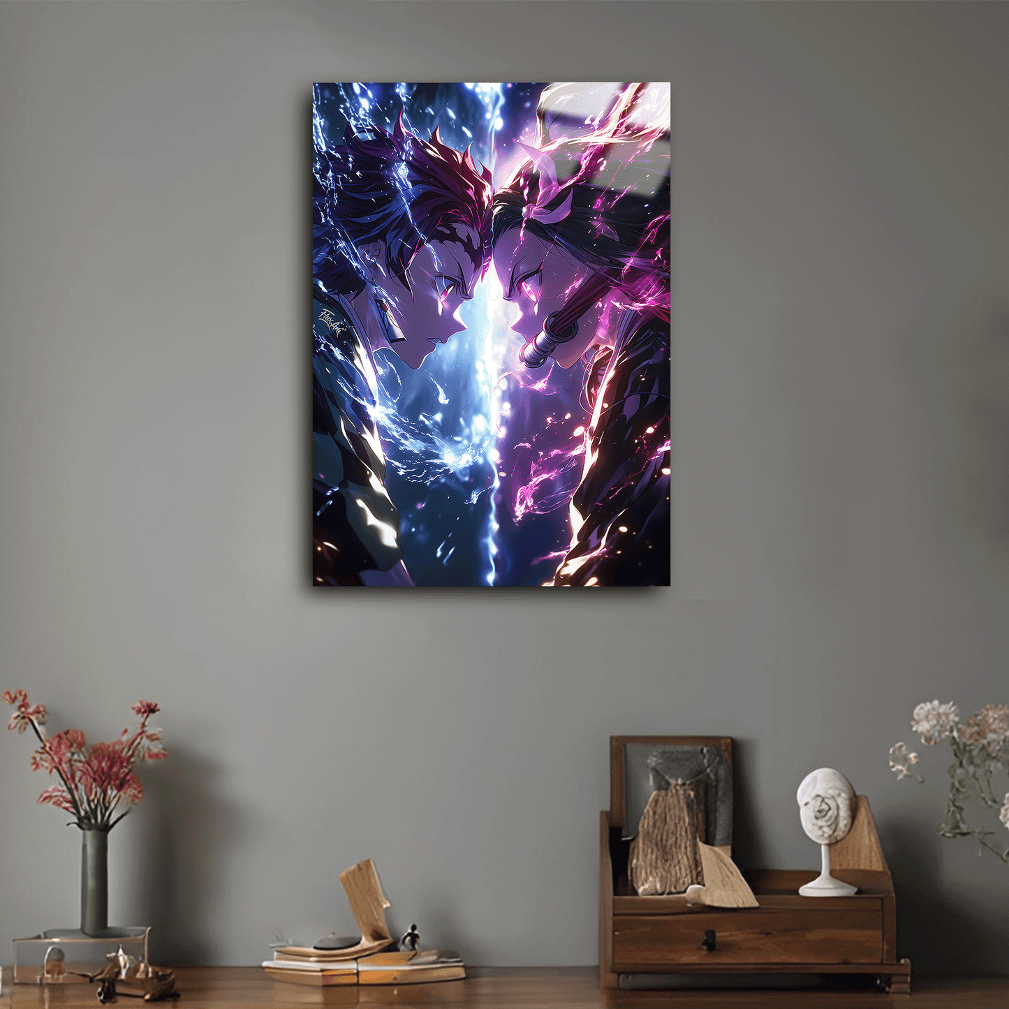 Tanjiro Kamado vs Nezuko Kamado Metal Poster - Demon Slayer