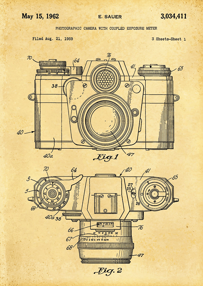 1962 SLR 35mm Kamera Metal Poster Sb-195