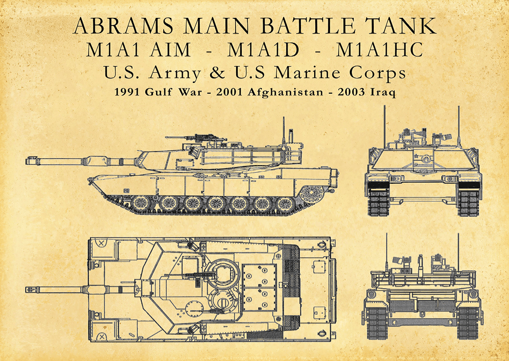 M1A1 Abrams Main Battle Tank Metal Poster Sb-190