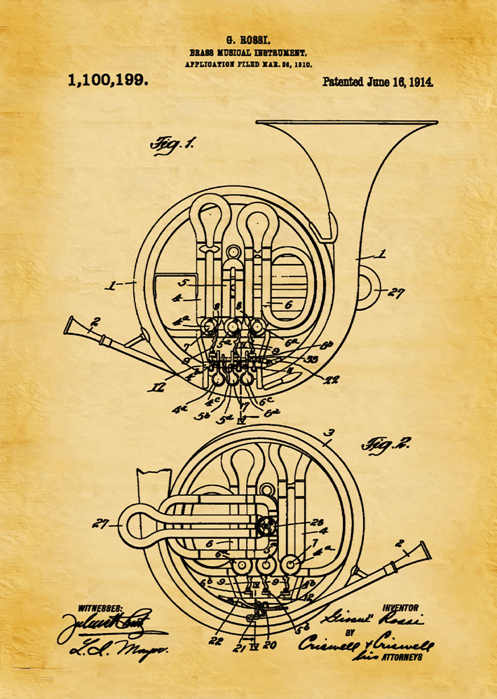 1914 French Horn Metal Poster Sb-186