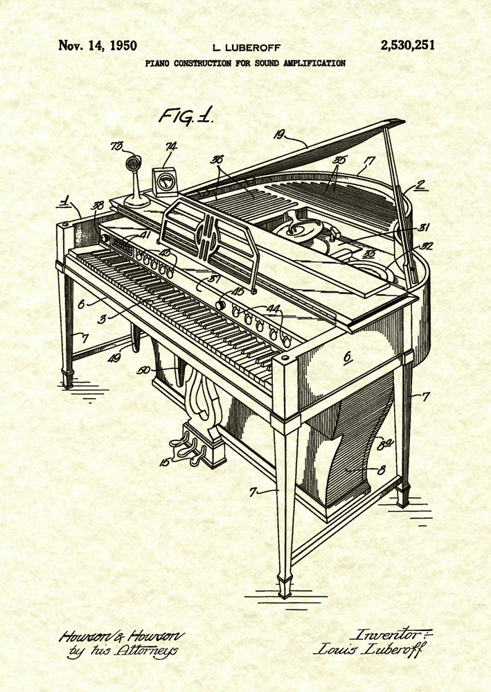 1950 Piano Metal Poster Sb-196