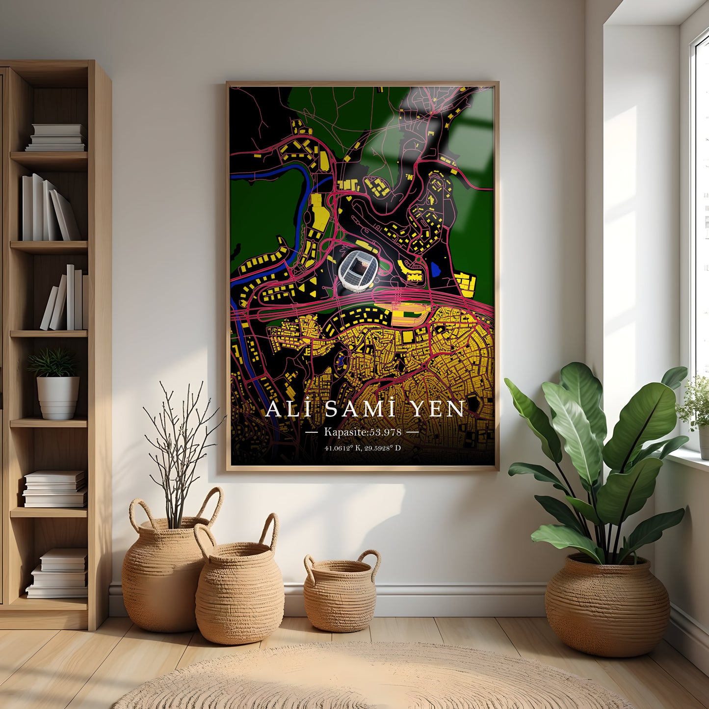 Ali Sami Yen Stadyumu Harita Posteri | Galatasaray Temalı Metal Duvar Posteri | Metal Baskı