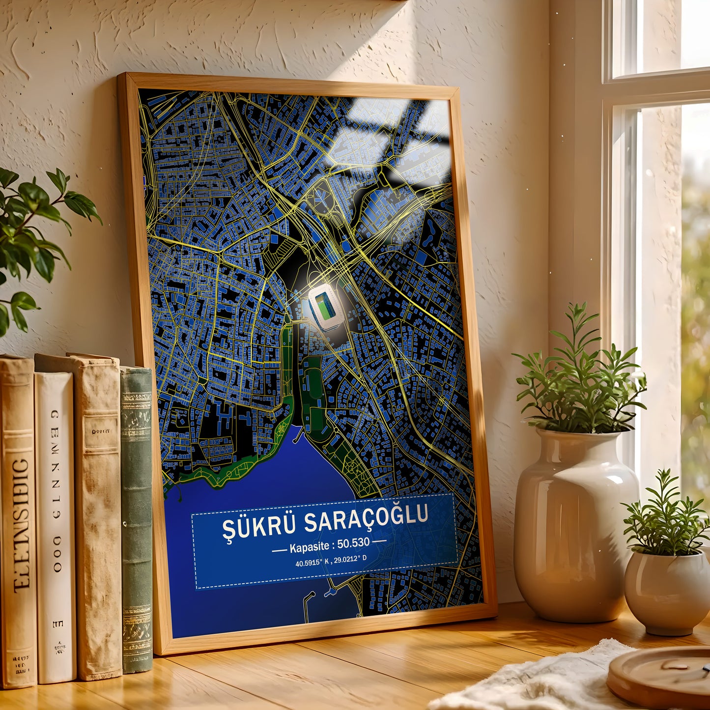 Kadıköy Şükrü Saracoğlu Stadyumu Harita Posteri | Fenerbahçe Temalı Metal Duvar Posteri