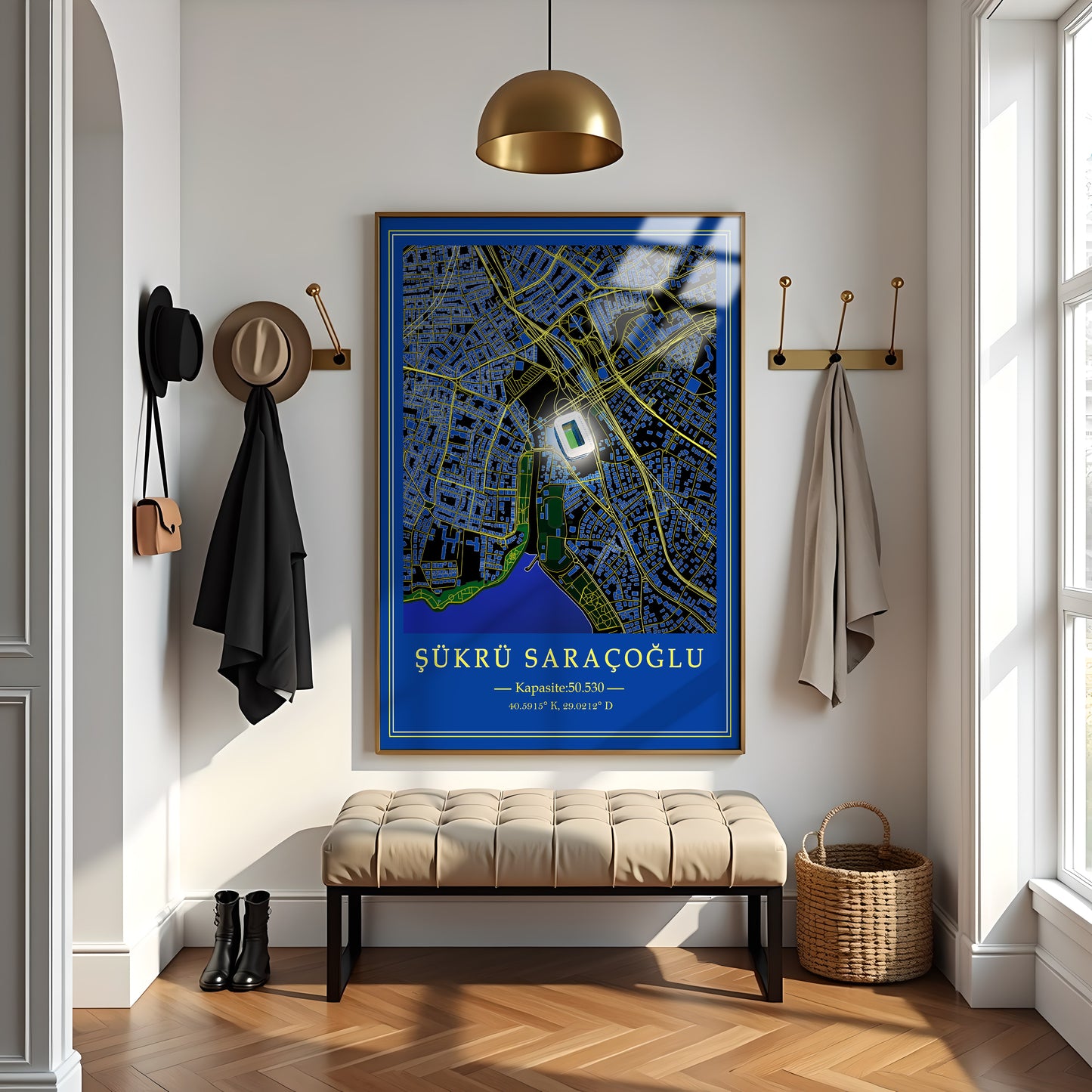 Kadıköy Şükrü Saracoğlu Stadyumu Harita Posteri | Fenerbahçe Temalı Metal Duvar Posteri