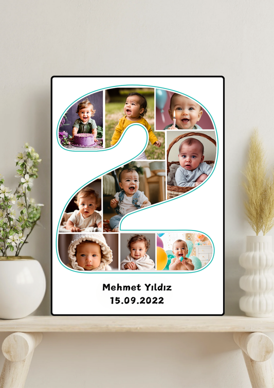 Kişiye Özel Bebek Fotoğraf Kolajı Metal Poster – Unutulmaz Anılarla Evinizi Süsleyin