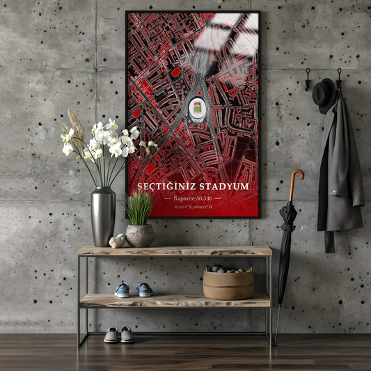 Kişiye Özel Stadyum Harita Posteri – Kişiselleştirilebilir Spor Temalı Hediye